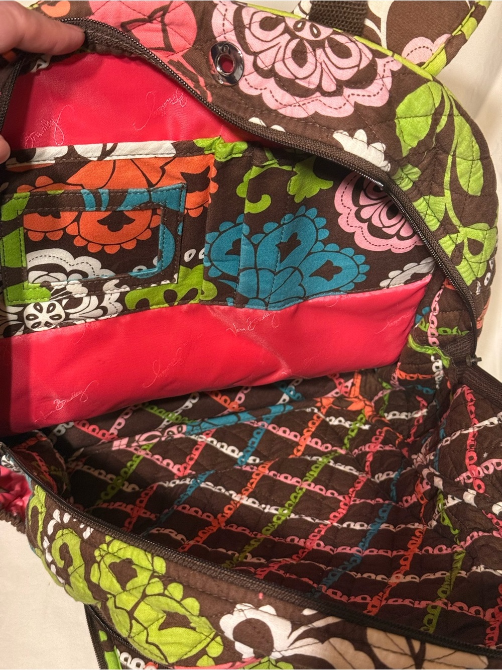 Retired Vera Bradley Mod Floral Pink Quilted Backpack - Picture 7 of 9